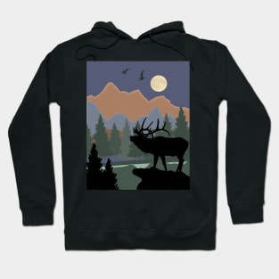 Mountain Scene Caribou Hoodie